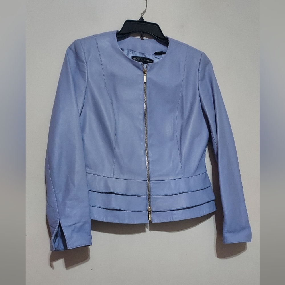 DANA BUCHMAN Vintage Ruffled Leather Blazer Jacket Sz-6